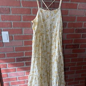 Chic Yellow Floral Midi Dress